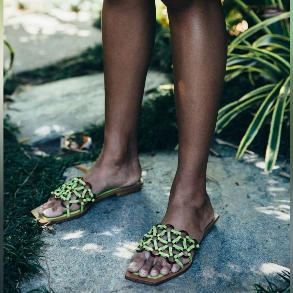 Cult Gaia Bea Sandals in Zest Neon Green size 7.5 - Picture 2 of 6